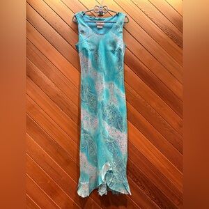 L’Amadei Paisley Blue Pink Maxi Dress